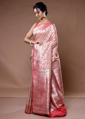 Peach Uppada Silk Saree With Blouse Piece - Indian Silk House Agencies