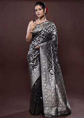 Black Uppada Silk Saree Without Blouse Piece - Indian Silk House Agencies