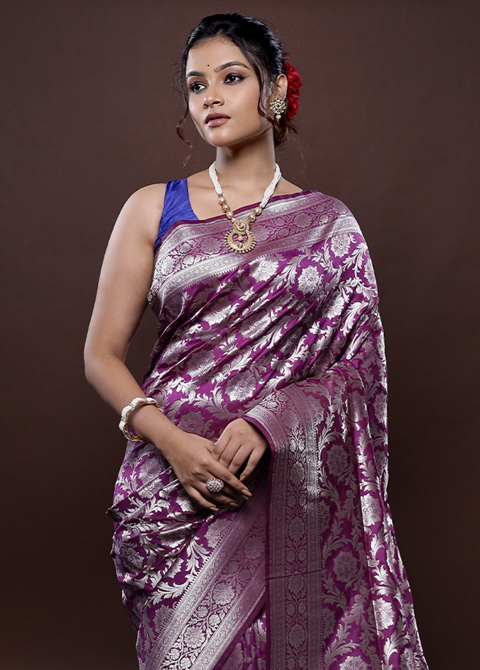 Purple Uppada Silk Saree Without Blouse Piece - Indian Silk House Agencies