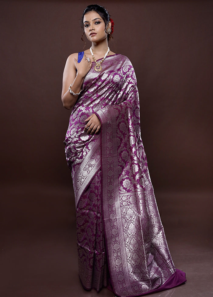 Purple Uppada Silk Saree Without Blouse Piece - Indian Silk House Agencies