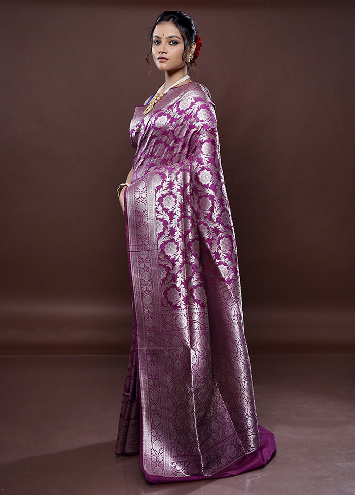 Purple Uppada Silk Saree Without Blouse Piece - Indian Silk House Agencies