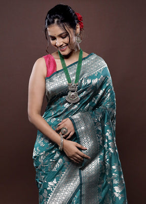 Green Uppada Silk Saree Without Blouse Piece - Indian Silk House Agencies