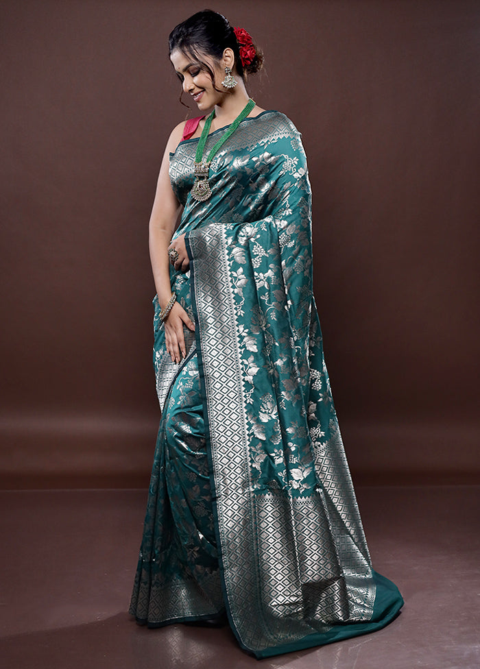 Green Uppada Silk Saree Without Blouse Piece - Indian Silk House Agencies