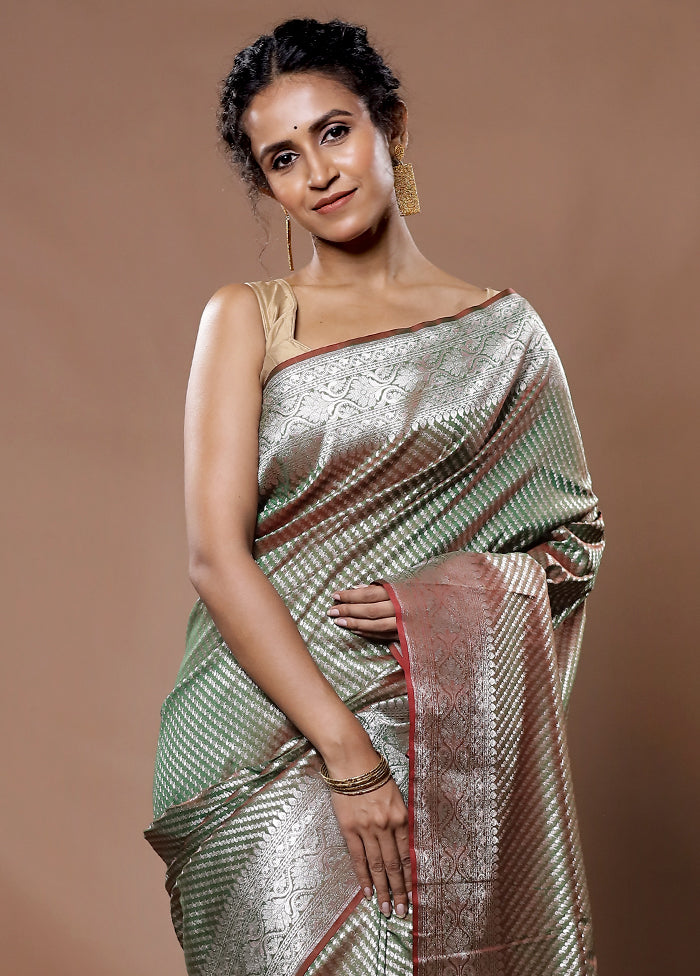 Green Uppada Silk Saree With Blouse Piece - Indian Silk House Agencies