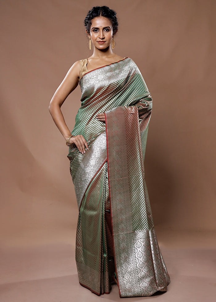 Green Uppada Silk Saree With Blouse Piece - Indian Silk House Agencies