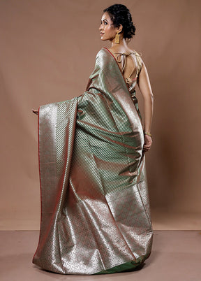 Green Uppada Silk Saree With Blouse Piece - Indian Silk House Agencies