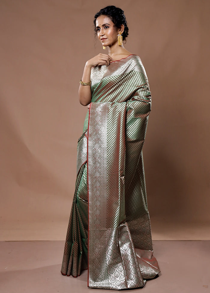 Green Uppada Silk Saree With Blouse Piece - Indian Silk House Agencies