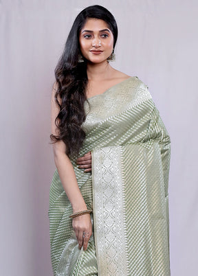 Green Uppada Silk Saree With Blouse Piece - Indian Silk House Agencies