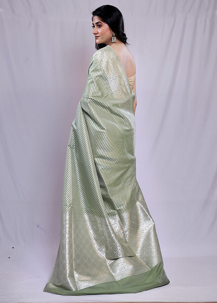 Green Uppada Silk Saree With Blouse Piece - Indian Silk House Agencies