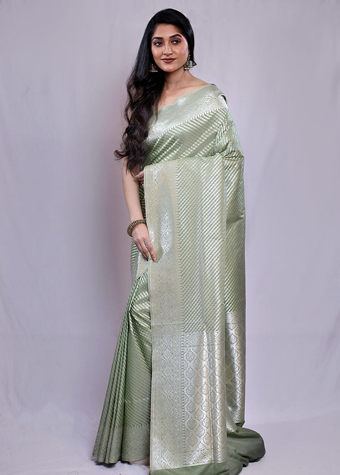 Green Uppada Silk Saree With Blouse Piece - Indian Silk House Agencies