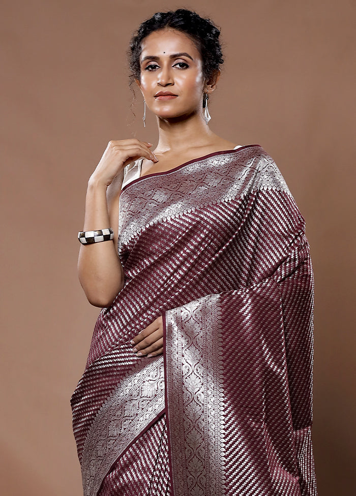 Maroon Uppada Silk Saree With Blouse Piece - Indian Silk House Agencies