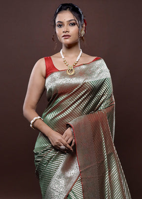 Green Uppada Silk Saree Without Blouse Piece - Indian Silk House Agencies