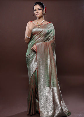 Green Uppada Silk Saree Without Blouse Piece - Indian Silk House Agencies