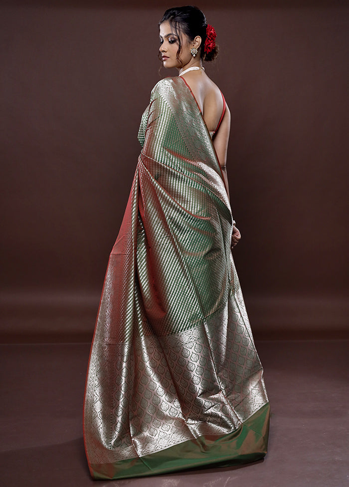 Green Uppada Silk Saree Without Blouse Piece - Indian Silk House Agencies