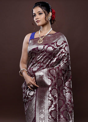 Purple Uppada Silk Saree Without Blouse Piece - Indian Silk House Agencies