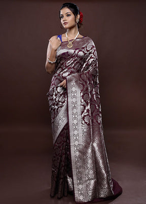 Purple Uppada Silk Saree Without Blouse Piece - Indian Silk House Agencies