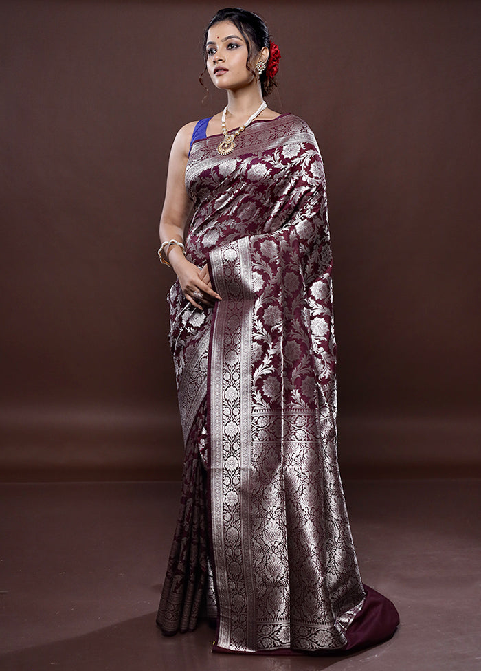 Purple Uppada Silk Saree Without Blouse Piece - Indian Silk House Agencies