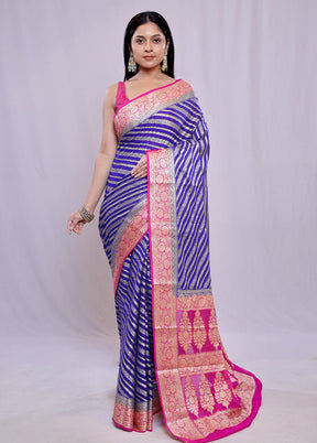 Blue Pure Georgette Saree With Blouse Piece - Indian Silk House Agencies