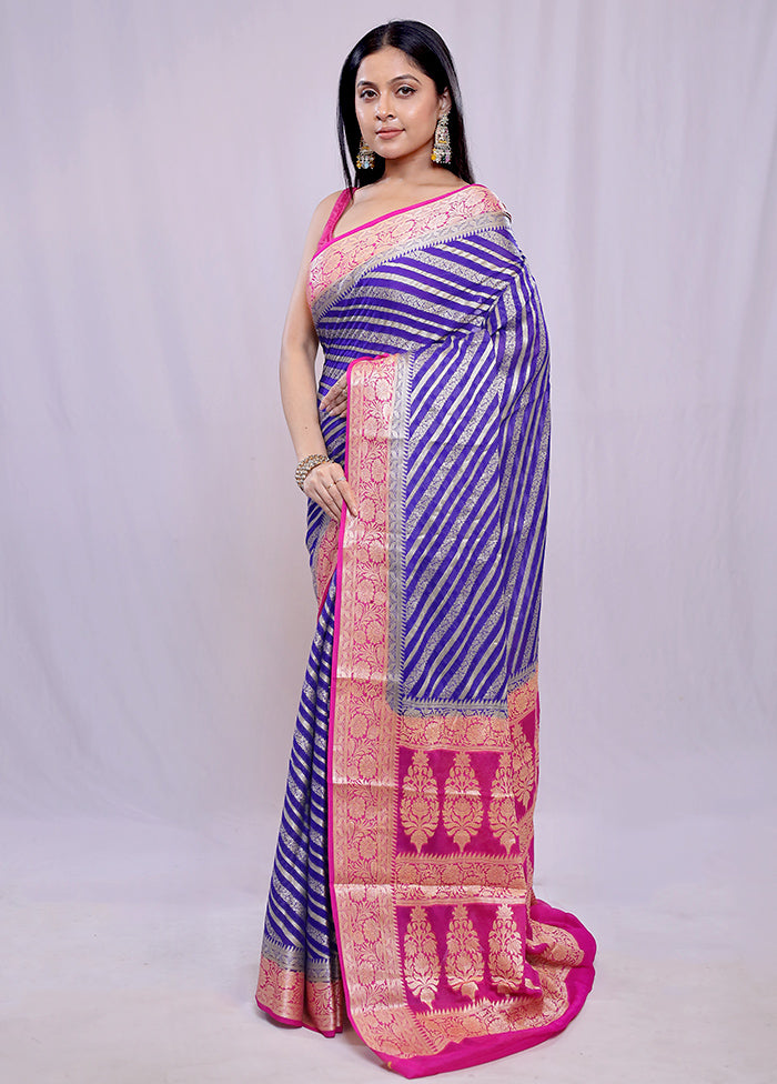 Blue Pure Georgette Saree With Blouse Piece - Indian Silk House Agencies