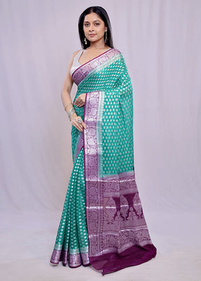 Green Pure Georgette Saree With Blouse Piece - Indian Silk House Agencies