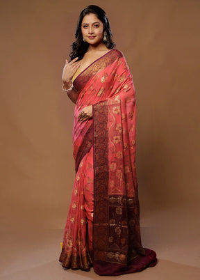 Pink Pure Georgette Saree With Blouse Piece - Indian Silk House Agencies