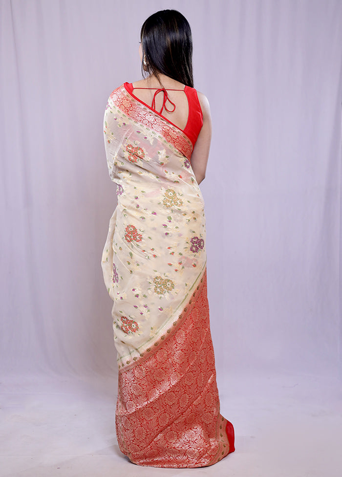 Cream Pure Georgette Saree With Blouse Piece - Indian Silk House Agencies