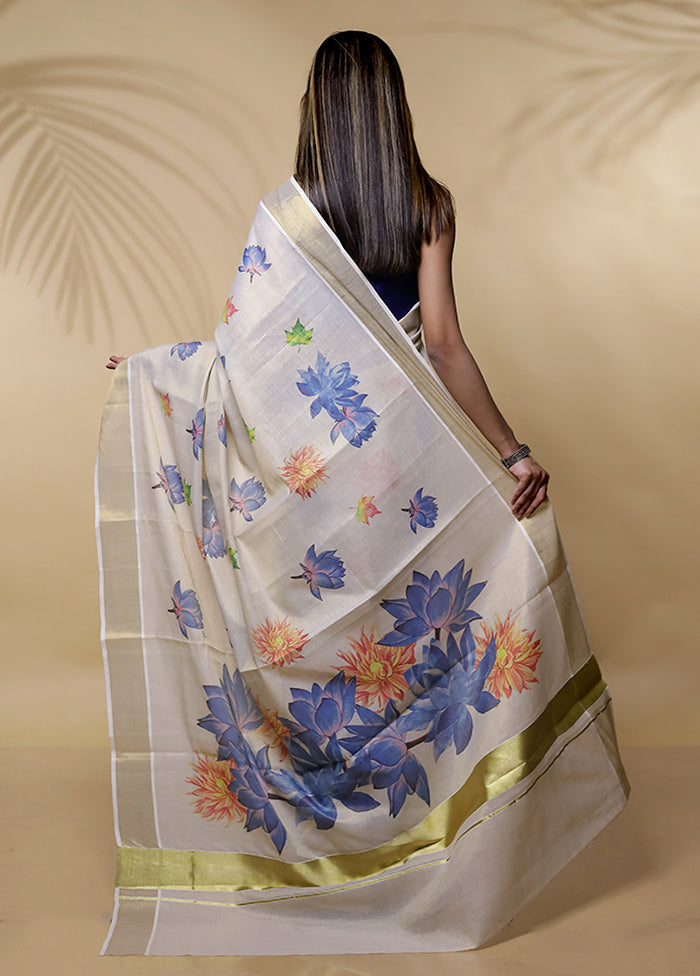 Cream Tissue Silk Saree Without Blouse Piece - Indian Silk House Agencies