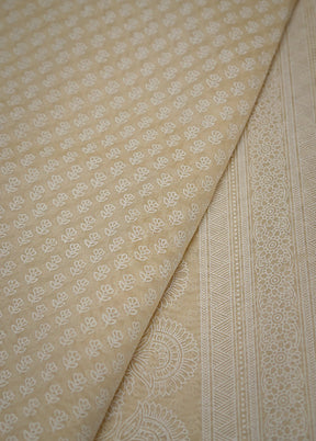 Cream Cotton Saree Without Blouse Piece - Indian Silk House Agencies