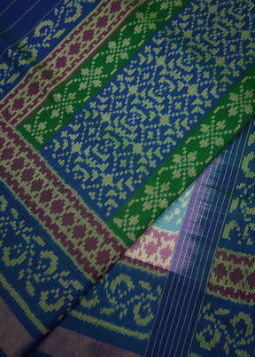 Blue Pochampally Pure Silk Saree With Blouse Piece - Indian Silk House Agencies