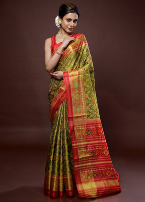 Green Pochampally Pure Silk Saree With Blouse Piece - Indian Silk House Agencies