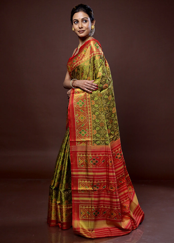 Green Pochampally Pure Silk Saree With Blouse Piece - Indian Silk House Agencies