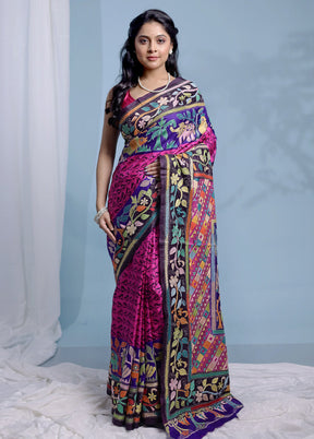 Multicolor Kantha Stitch Pure Silk Saree With Blouse Piece - Indian Silk House Agencies