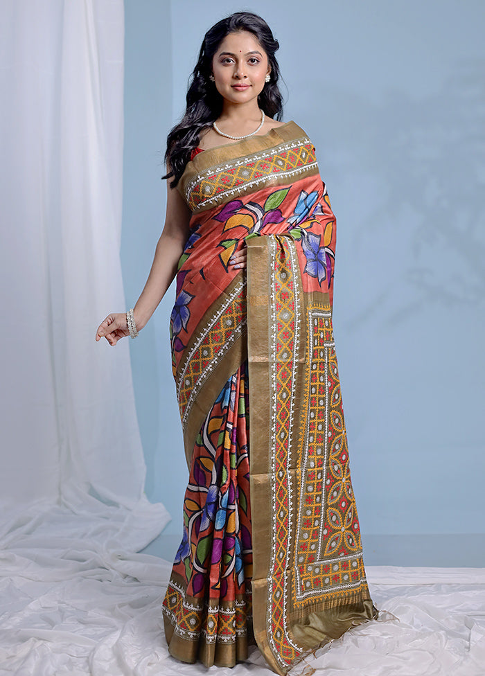 Green Kantha Stitch Pure Silk Saree With Blouse Piece - Indian Silk House Agencies