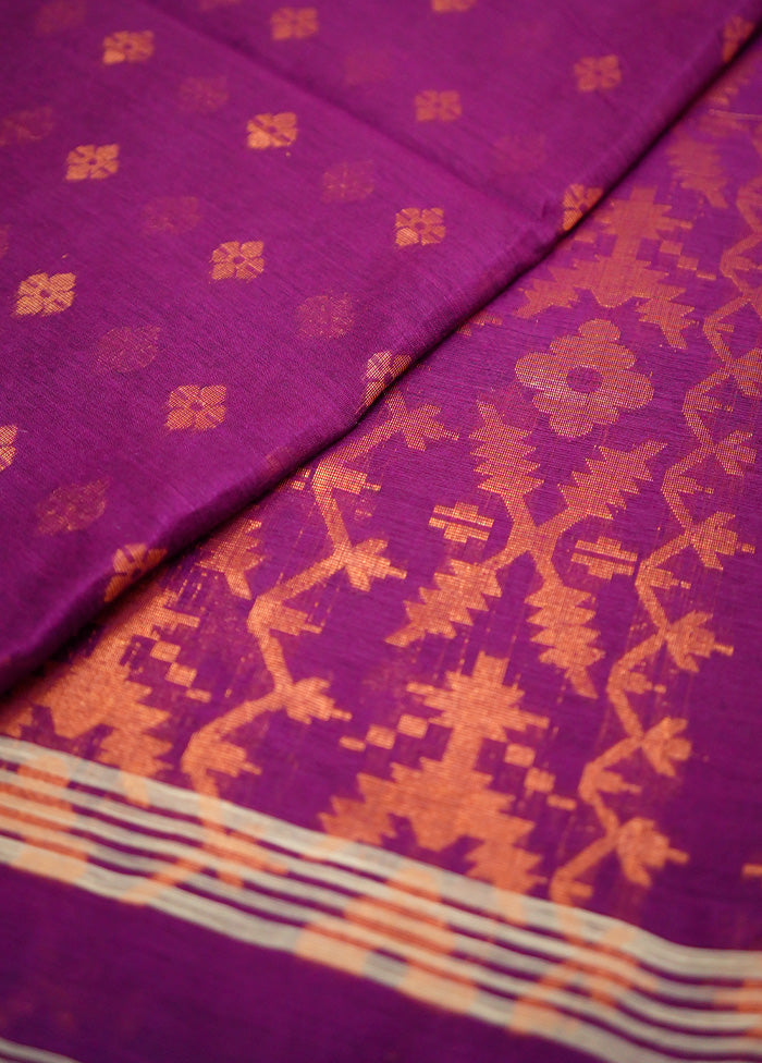 Purple Khadi Cotton Saree Without Blouse Piece - Indian Silk House Agencies