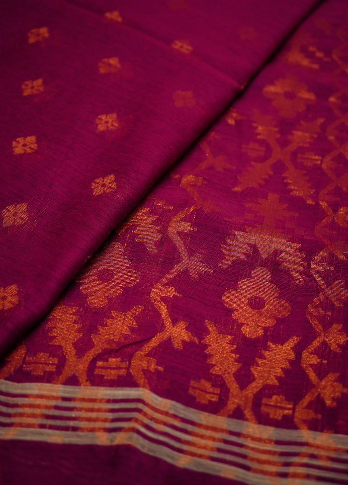 Purple Khadi Cotton Saree Without Blouse Piece - Indian Silk House Agencies