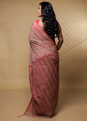 Cream Khadi Cotton Saree Without Blouse Piece - Indian Silk House Agencies