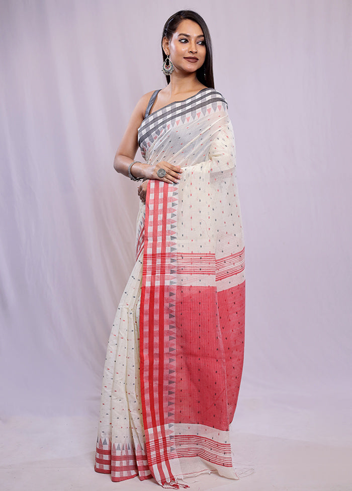 Cream Khadi Cotton Saree With Blouse Piece - Indian Silk House Agencies