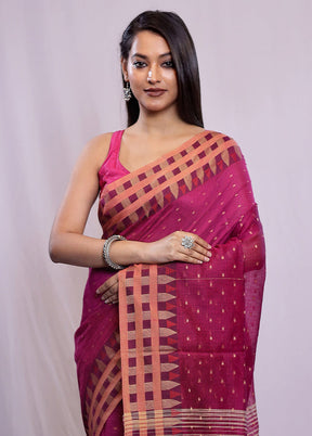 Pink Khadi Cotton Saree With Blouse Piece - Indian Silk House Agencies