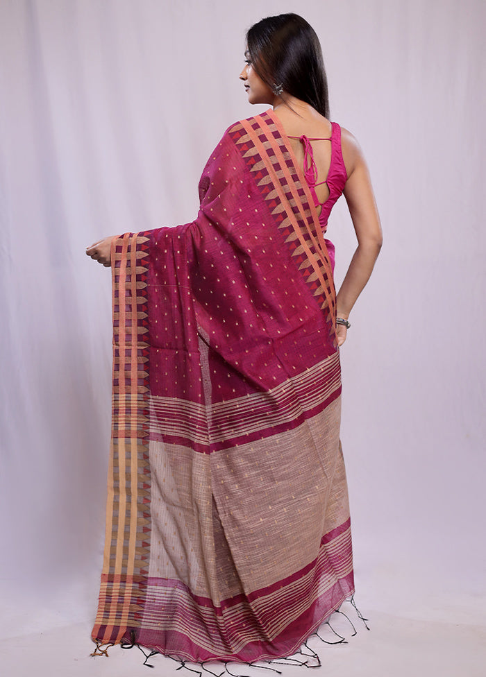 Pink Khadi Cotton Saree With Blouse Piece - Indian Silk House Agencies