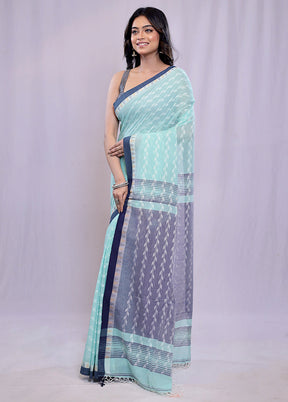 Green Khadi Cotton Saree With Blouse Piece - Indian Silk House Agencies