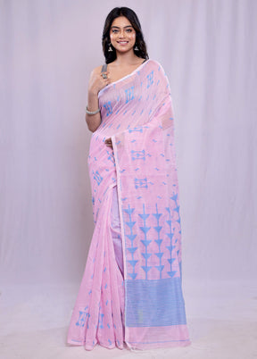 Pink Khadi Cotton Saree With Blouse Piece - Indian Silk House Agencies