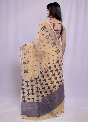 Green Khadi Cotton Saree With Blouse Piece - Indian Silk House Agencies