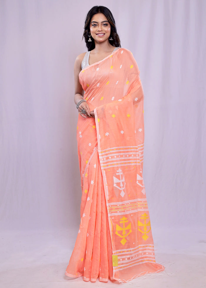 Rust Khadi Cotton Saree With Blouse Piece - Indian Silk House Agencies