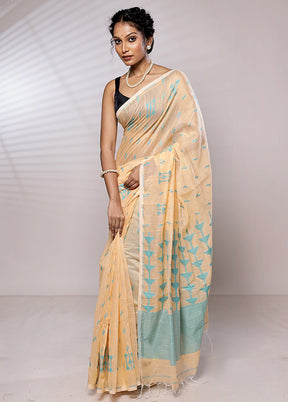 Cream Khadi Cotton Saree With Blouse Piece - Indian Silk House Agencies