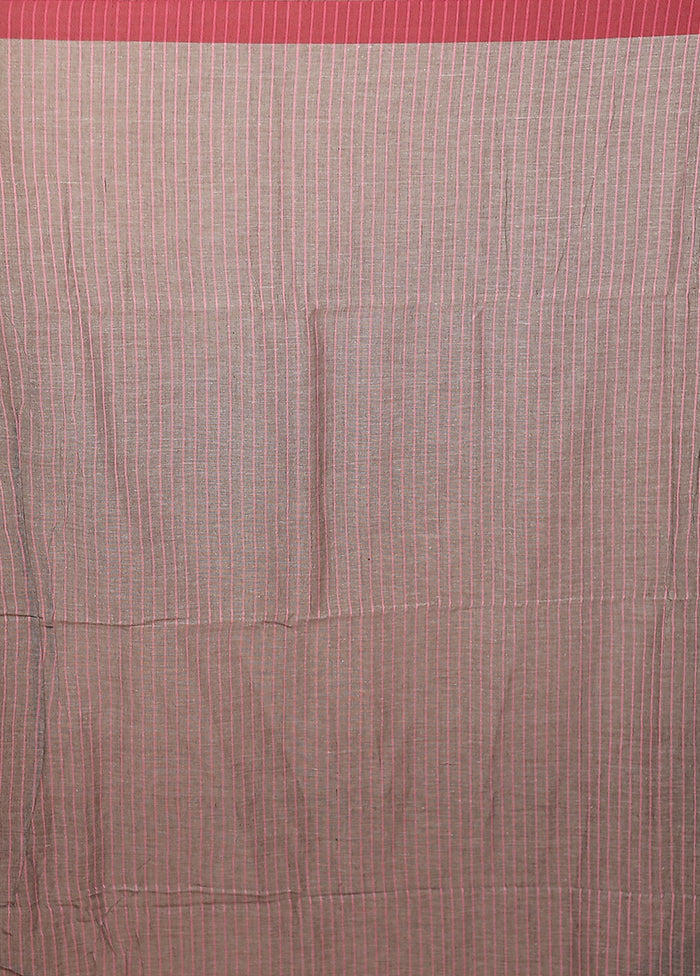 Grey Khadi Cotton Saree With Blouse Piece