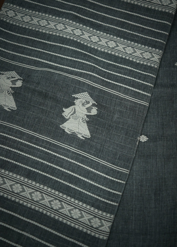 Grey Khadi Cotton Saree With Blouse Piece - Indian Silk House Agencies