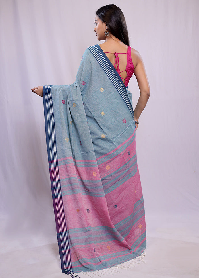 Green Khadi Cotton Saree With Blouse Piece - Indian Silk House Agencies