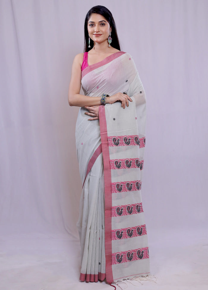 Cream Khadi Cotton Saree With Blouse Piece - Indian Silk House Agencies