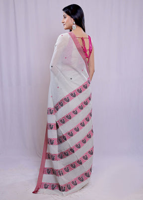 Cream Khadi Cotton Saree With Blouse Piece - Indian Silk House Agencies