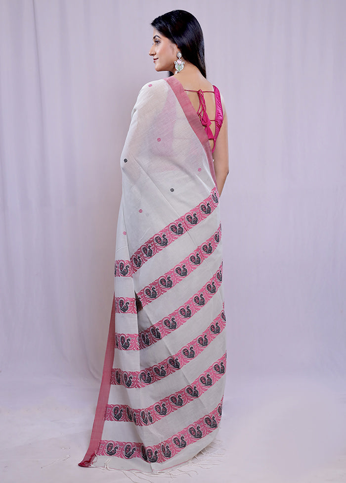 Cream Khadi Cotton Saree With Blouse Piece - Indian Silk House Agencies